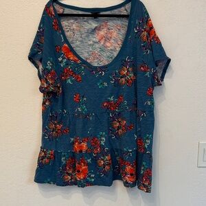 Torrid Teal Floral Blouse Women's Plus Size 4X